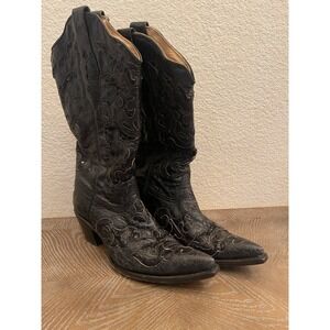 Corral Womens Inlay Snip Toe Sparkly‎ Black Sequin Cowboy Boots Shoes Size 7.5
